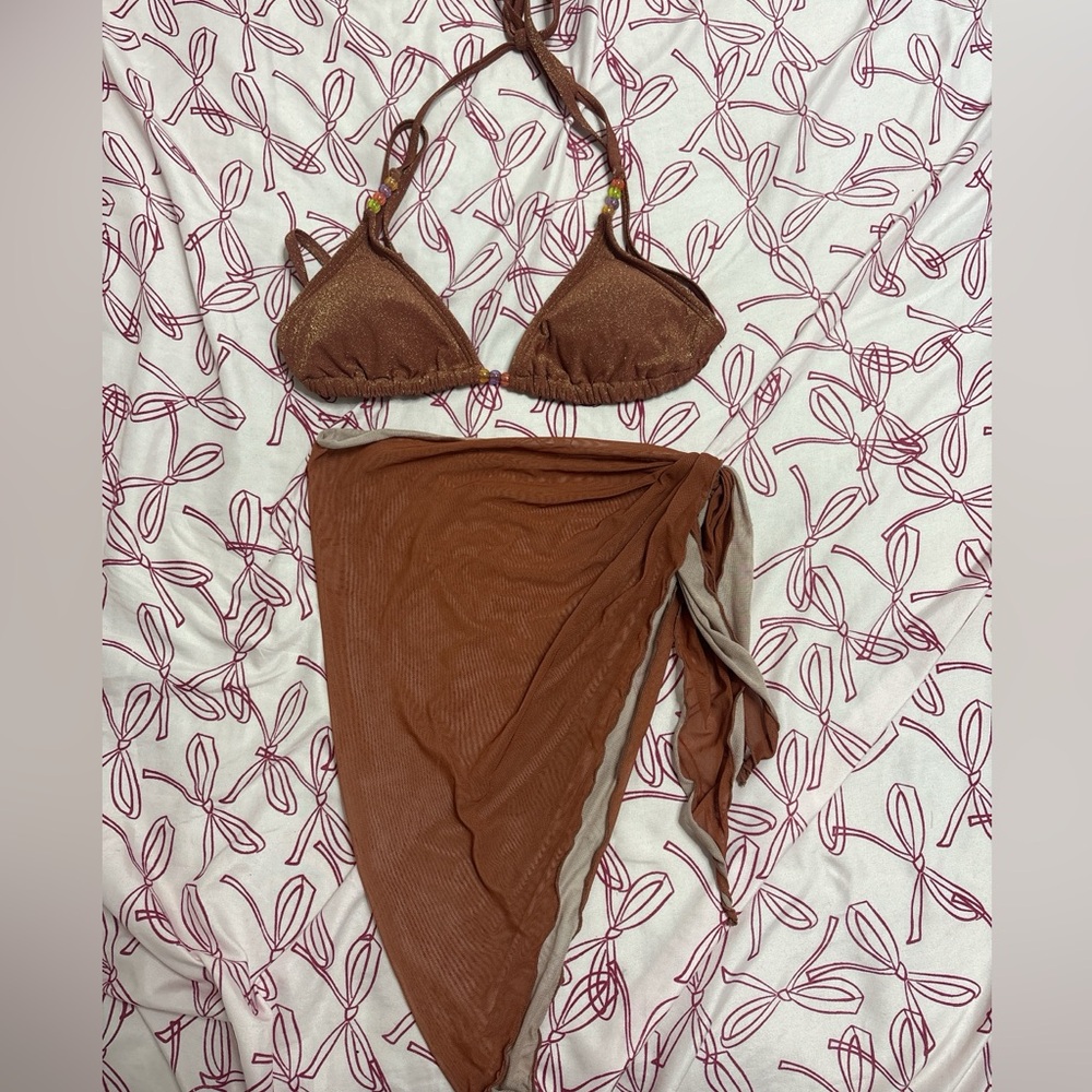 Wild Fable Brown Bikini with Wrap Skirt